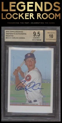2016 Topps Archives Snapshots Carlos Correa Autographs Negative BGS 9.5 #/5 - Image 1 of 2