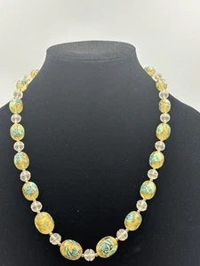 Vintage Glass Transfer Painted Bead Necklace - Picture 1 of 8