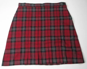 LANDS END Red/Black Plaid School Uniform Box Pleat Skirt Girls 12 NEW - Picture 1 of 5