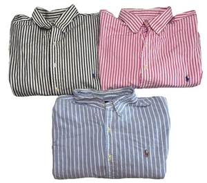 Lot 3 Ralph Lauren Men’s Shirts 2XLT XXL Button Down Plaid Solid Blue - Picture 1 of 16