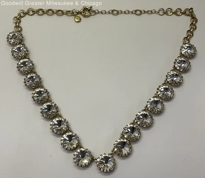 Collar J.Crew Tono Dorado Cadena Cristal Transparente Piedra Distintivo 43.0g Foto 1 de 4