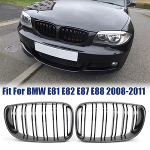 For BMW E81 E82 E87 2008-2011 ABS Carbon+Black Dual Slat Car Front Bumper Grille - Picture 1 of 7