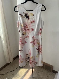 White House Black Market Floral Pink And White Dress Size 10 - Picture 1 of 11