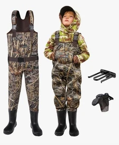 HISEA Kids Fishing&Hunting Waterproof Chest Waders W/Non-Slip Boot & Hanger- 8/9 - Picture 1 of 5
