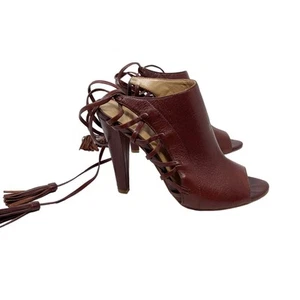 Banana Republic Womens 6.5 Brown Leather Deborah Lace Up Heels Cognac Gladiator - Picture 1 of 12