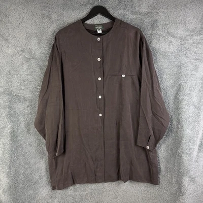 Hobbs Marilyn Anselm 100% Silk Blouse Top Long Pocket Pearl Button Womens Medium - Image 1 of 4