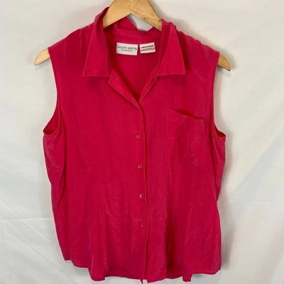 Jaclyn Smith 100% шелк классический без рукавов шелк розовый верхний размер большой - Изображение 1 из 4