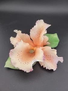 Vintage Orchidee Porzellan Blume ~ Capodimonte von Italien ~ Pfirsich handbemalt ~ sieht so echt aus - Bild 1 von 11