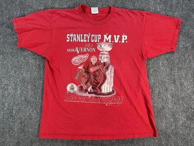Vintage Detroit Red Wings Shirt Mens XL NHL Hockey Mike Vernon 1997 Stanley Cup - Image 1 of 4
