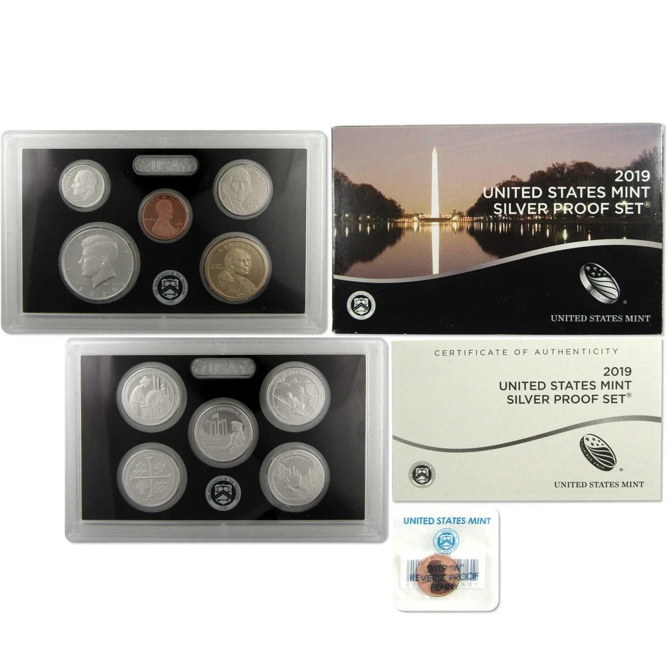 2019 Silver Proof Set U.S Mint OGP COA with 2019-W Reverse Proof Penny - Image 1 of 4