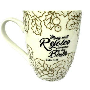 Göttlichkeit Kaffeetasse Freude Stechpalme Weihnachten religiös Becher 10 Unzen Feiertag Bibelvers - Bild 1 von 5