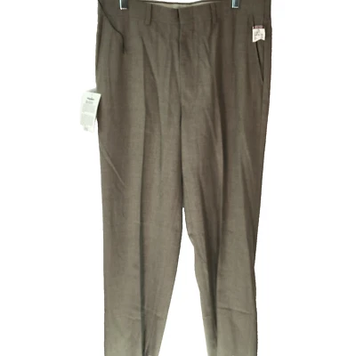 Pantalones de vestir grises de ajuste regular de pierna recta frente plano Farah para hombre talla 34 X34 Foto 1 de 4
