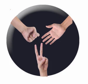 Insignia de botón de tijeras de papel de roca de 25 mm - Imagen 1 de 1