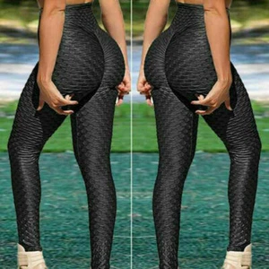 Women's Anti-Cellulite Yoga Pants Waffle Leggings - Picture 1 of 4