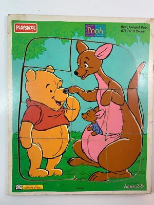 Rompecabezas de madera vintage Disney Playskool Winnie The Pooh edad 2-5 Kanga Roo Foto 1 de 4