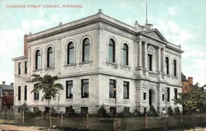 WINNIPEG, Manitoba Canada    CARNEGIE PUBLIC LIBRARY   ca1910's Postcard - Picture 1 of 2