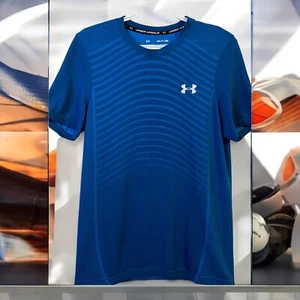 Under Armour The Seamless Tee Cenido Adjustado Fitted Heatgear Blue Size Small - Picture 1 of 5
