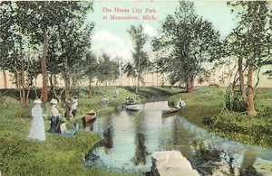 1909 Menominee Michigan The Henes City Park Postal People Big 5 10 24-11491 - Imagen 1 de 2