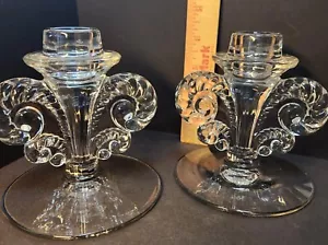 Exquisite Fleur-di-Lis of Fostoria Coronet candle holders - Picture 1 of 6