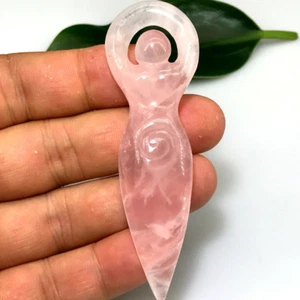 3" Natural rose quartz crystal goddess totem skull quartz crystal mineral 1pc - Picture 1 of 8