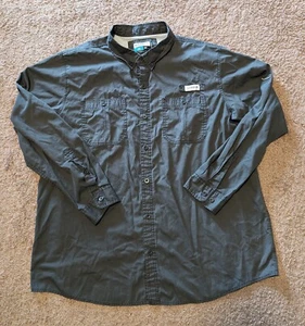 Magellan Hemd Herren Gr. 2XL Grün Grau Button Down Fish Gear Loose Fit Freizeit  - Bild 1 von 7