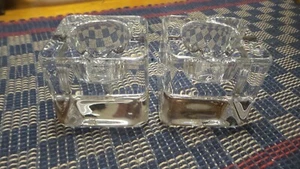 Vintage Glass ORREFORS CANDLE HOLDER PAIR Sweden, Square - Picture 1 of 4