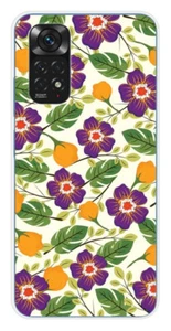 Coque en silicone imprimée compatible Xiaomi Redmi Note 11 4G Fleurs Violettes - Bild 1 von 3