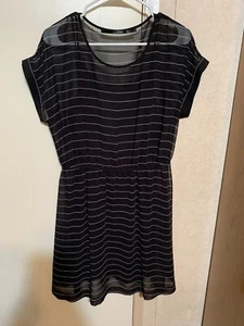 WOMEN'S CLOTHING/ DRESS/ KENSIE/ BLACK W/ TINY WHITE STRIPES/ SINGLE LINING/ 12 - Picture 1 of 11