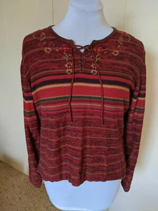 ST. JOHN'S BAY CREW NECK SWEATER EMBROIDERY XL red - Picture 1 of 8