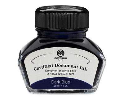 OCTOPUS Document Ink dark blue, dokumentenechte Tinte, DIN ISO 12757-2 zertifiziert, 30