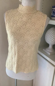 St. John Top, Size Small, NWT, Ivory Knit, Wool Blend, Mock Neck, Open Weave - Picture 1 of 10
