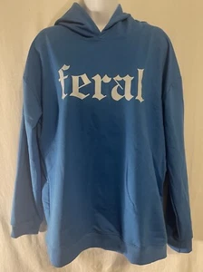 FERAL Pullover Hoodie - Unisex Size L - Blue - Picture 1 of 3
