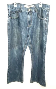 Halifax Blue Denim Jeans Mens size 40 x 32 Distressed Hem Edge - Picture 1 of 11