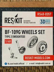 1/48 Reskit MESSERSCHMITT Bf 109G WHEELS SET (Type 2) Resin Detail for ALL kits! - Picture 1 of 2