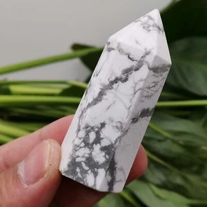 1pcs Natural howlite Obelisk Quartz Crystal Point Wand Reiki healing 50g+ - Picture 1 of 14