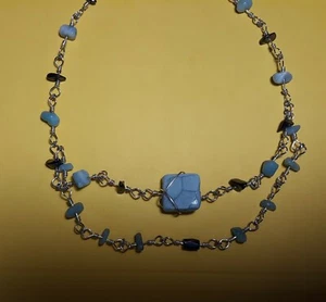 Unique Aventurine Hematite Ceramic Necklace Handmade Wire Wrap USA Artist 16" - Picture 1 of 3