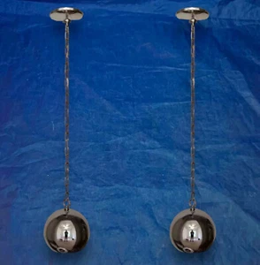 35" Long Wired Pair Chrome Pendant Light Mid Century Modern 30A - Picture 1 of 5