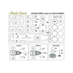 Detalles Metálicos MDM4802 Mascarillas (ICM) para Kit Modelo Escala 1:48 MiG-25RBT - Imagen 1 de 24