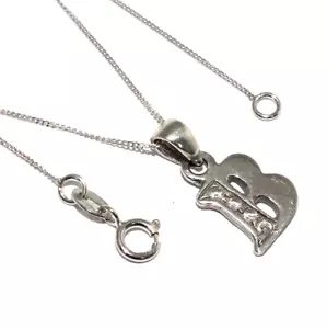 Donna 18ct Oro Bianco Lettera B Ciondolo Con Pietre Trasparenti su Un Maglie - Foto 1 di 9