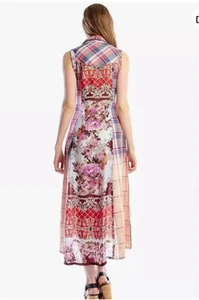 Aratta Silent Journey Women’s S Alpine Aster Plaid Floral Maxi Dress Boho  - Picture 1 of 14