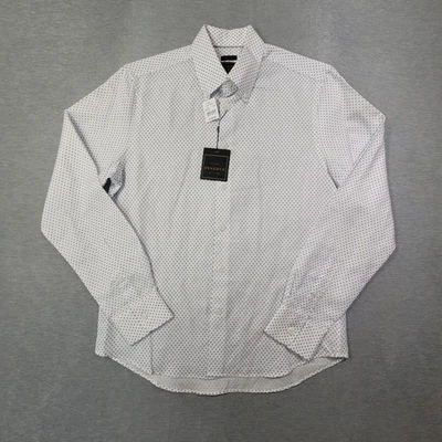 Camisa Jos A Bank Para Hombres Mediana Blanca Floral Reserva Lino Calce Ajustado Con Botones Nueva Con Etiquetas Foto 1 de 4