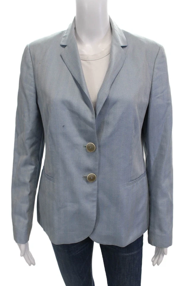 Chaqueta Blazer Zanella Mujer Espiga Dos Botones Bolsillos Azul Talla 10 Foto 1 de 4