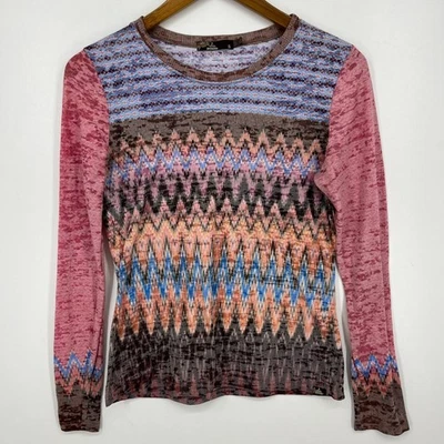 prAna Long Sleeve T-Shirt Women's Size S Multicolor All Over Print Lightweight - Image 1 of 4