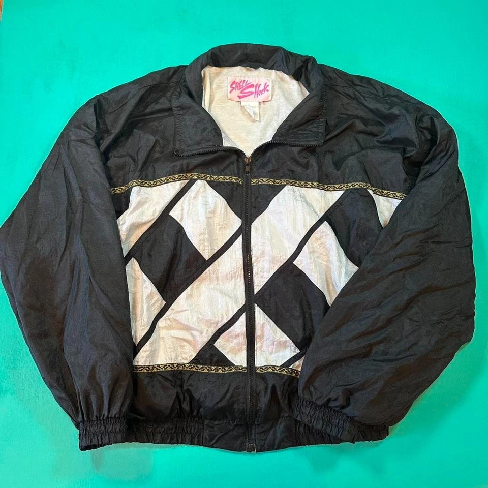 Jaqueta corta-vento vintage anos 80 com zíper e zíper vintage anos 80 leve unissex - Imagem 1 de 4