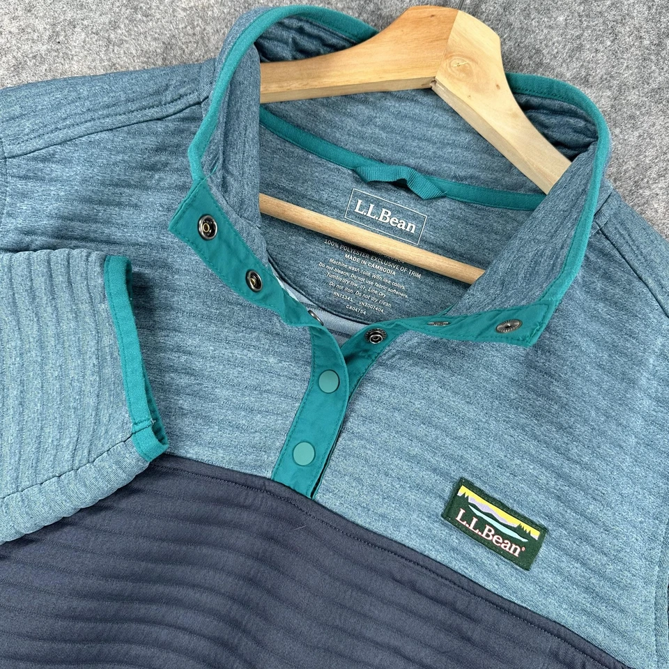 Pullover L.L.Bean Airlight para mujer extra grande azul acolchado frente a presión polar Foto 1 de 4