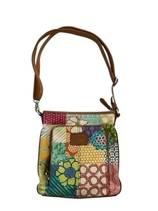 Fossil Crossbody Purse Floral Colorful Boho Patchwork Leather Credit Card Slots - Picture 1 of 8