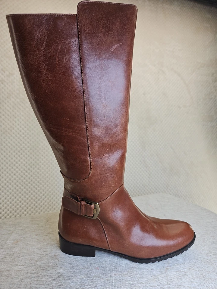 Женщина Amalfi Nordstrom пряжка Италии кожаный коричневый ботинки 6,5 B высокий молнии новый без коробки. - Изображение 1 из 4