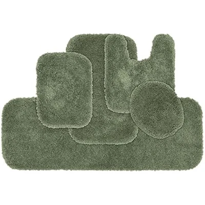 Serendipity deep fern green 5 piece set (contour rug, 5 bath rugs) sha - Image 1 of 4