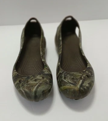 Crocs Kadee Realtree Ballet Flats Women Size 7 Slip On Sandals Green Camo Shoes - Image 1 of 4