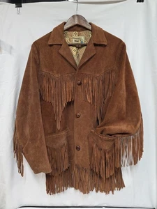 Vintage Pioneer Wear braune Fransen Lederjacke Gr. 38 Seude Western Hippie - Bild 1 von 12